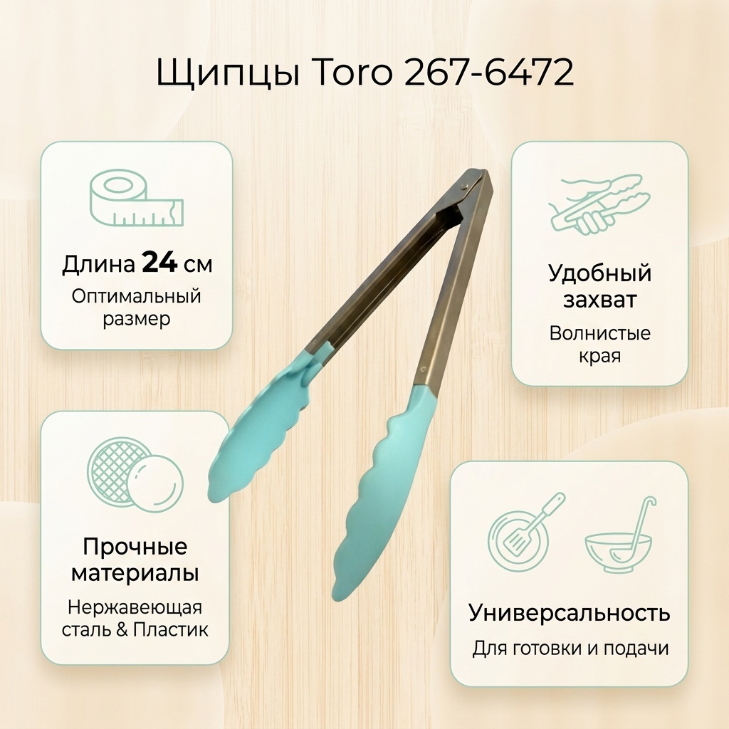 Щипцы Toro нержавеющая сталь, пластик, 1 шт