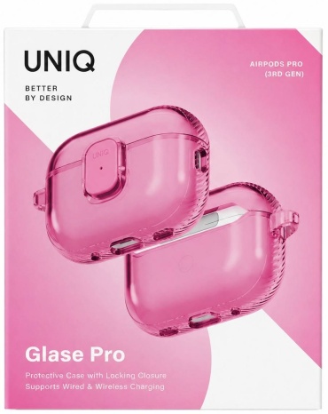 Чехол UniQ для Apple AirPods Pro 3 розовый, прозрачный
