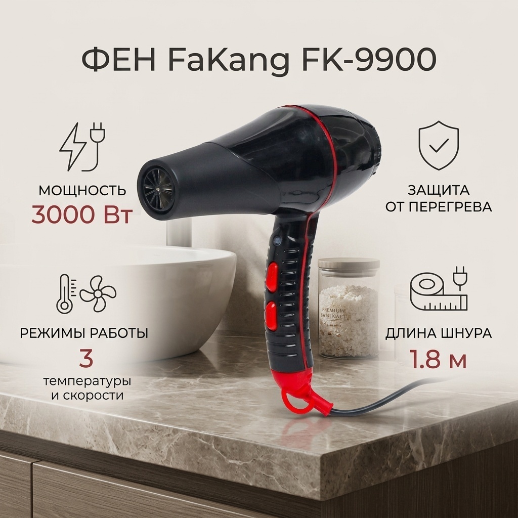 FaKang FK-9900 фен черный