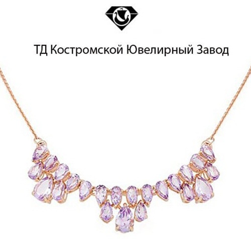 Колье ТД Костромской Ювелирный Завод 2000484785 длина 45 см вес 7.57 г золото, аметист