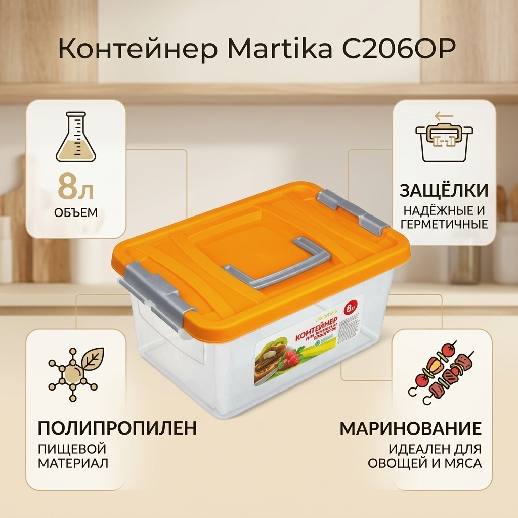 Martika контейнер С206ОР 1 шт, полипропилен