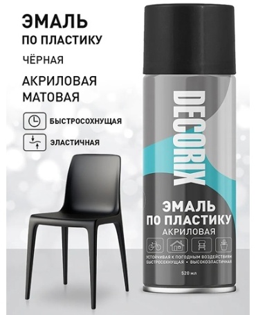 DECORIX эмаль 0117-02 DX тон черный, 520 мл