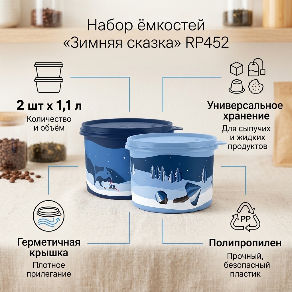 Набор ёмкостей «Зимняя сказка» (1,1 л), 2 шт