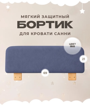 Бортик защитный Три кроватки, 160x25 см, 1 шт, синий