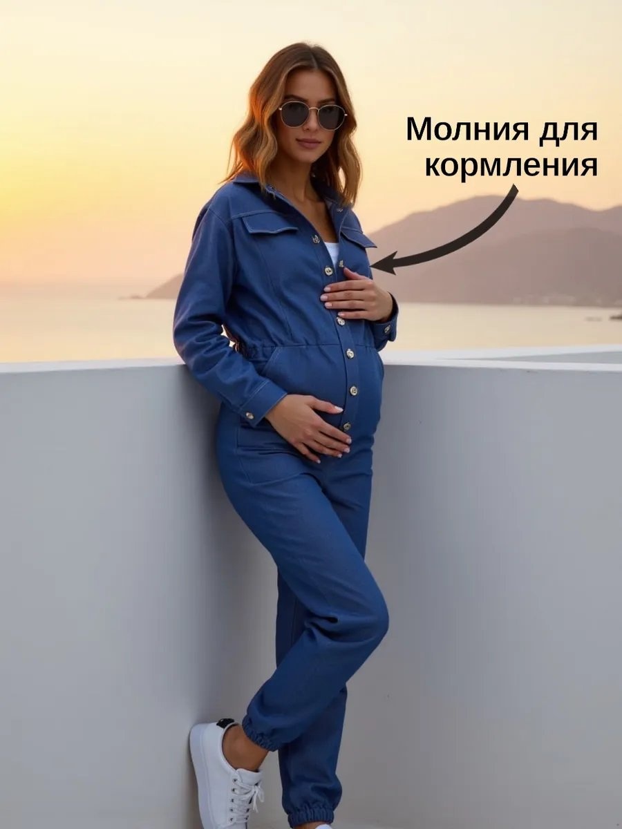 Комбинезон с шортами синий