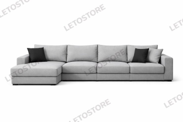 Угловой диван Letostore Domus, 380х110 см, обивка велюр, серый