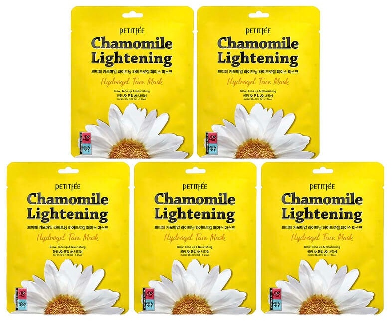 Маска для лица Petitfee гидрогелевая Chamomile Lightening, гидрогелевые маски для лица, 5 шт. по 32 г 5 шт