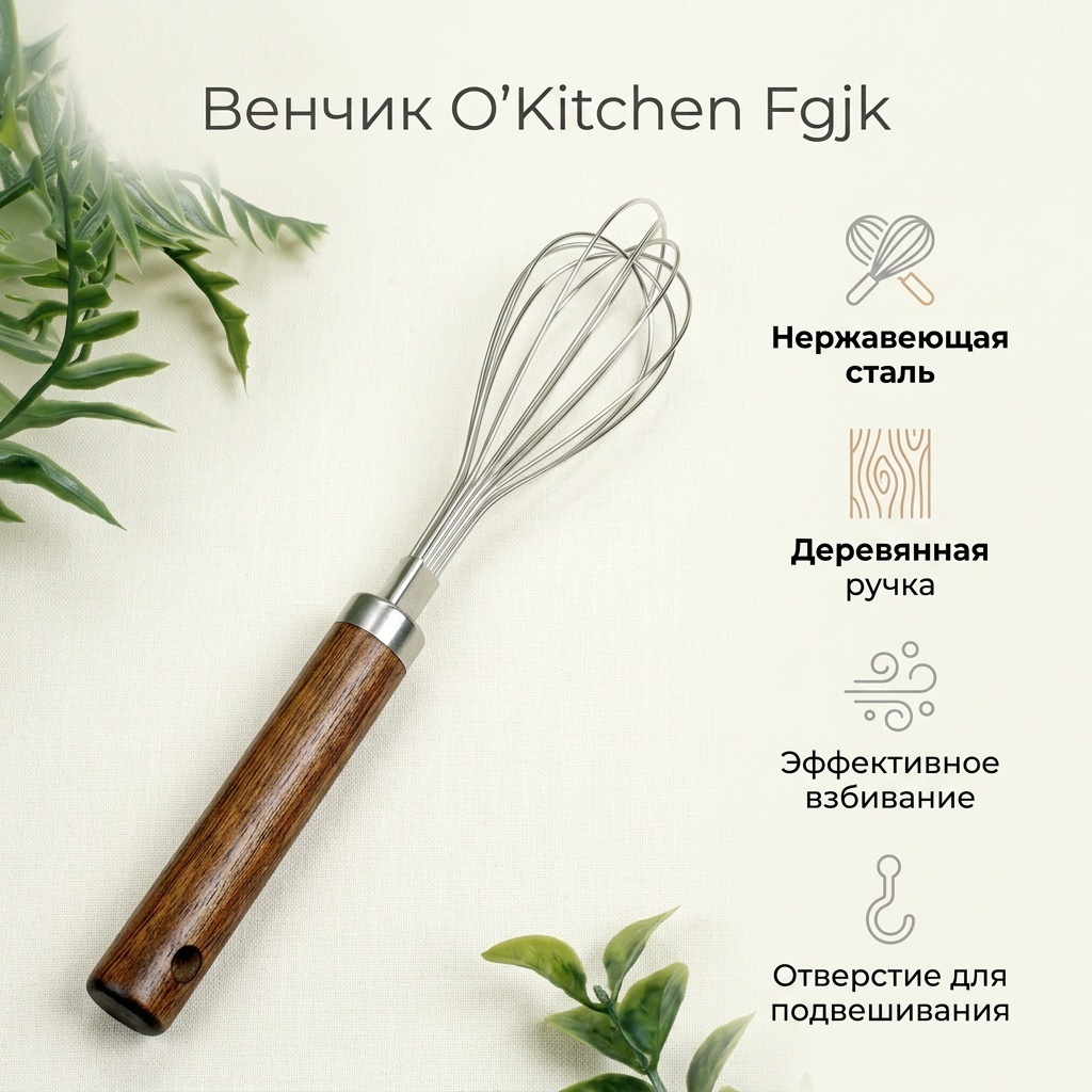 Венчик O'Kitchen дерево, 1 шт