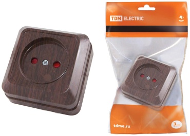 Розетка TDM ELECTRIC SQ1801-0037, бук