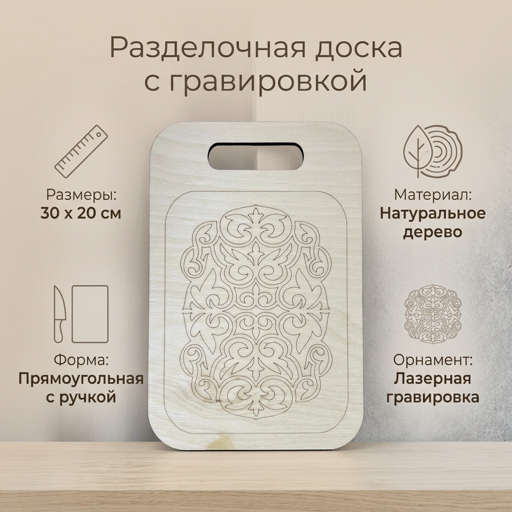 Разделочная доска 17341541_806471799 1 шт, дерево