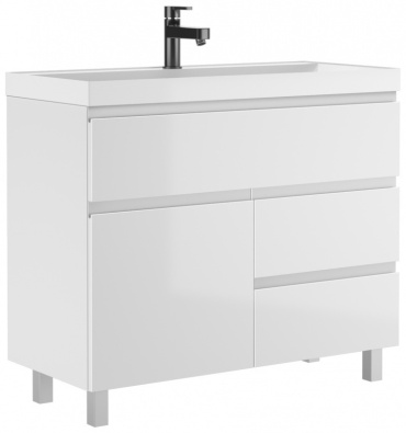 Тумба с раковиной Домино Bazis 100 Graffo белый глянец В3 DGr2409T, 100x71.6x42.8 см, белый