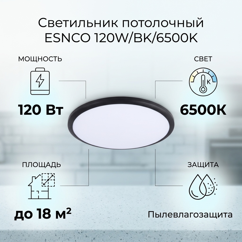 Светильник потолочный ESNCO LED 120 Вт черный