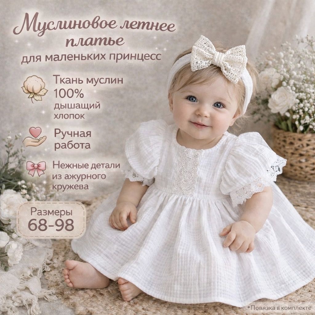 Нарядное платье 24kids белый, бежевый