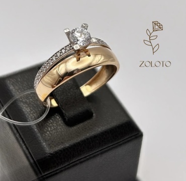 ZOLOTO R8671 размер 19.5 вес 2.4 г золото, фианит
