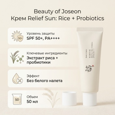Beauty of Joseon крем Relief Sun Rice Probiotics SPF50 для лица 50 мл