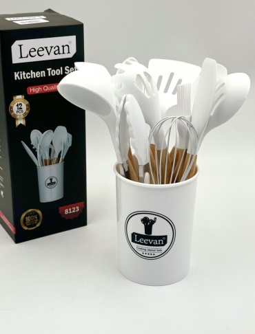 Набор кухонных инструментов Leevan силикон, бамбук, 12 шт