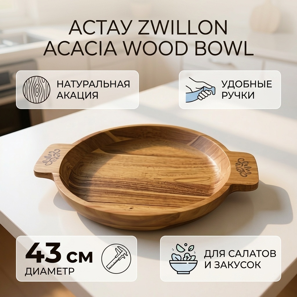 Астау ZWILLON Acacia wood bowl 43х35 см, дерево, 1 шт