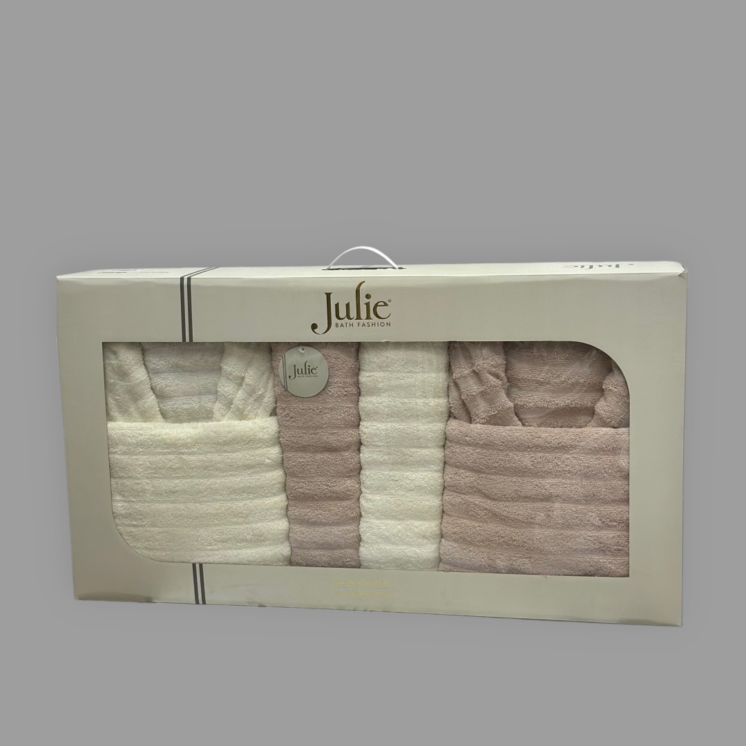 Махровый халат Julie белый, айвори
