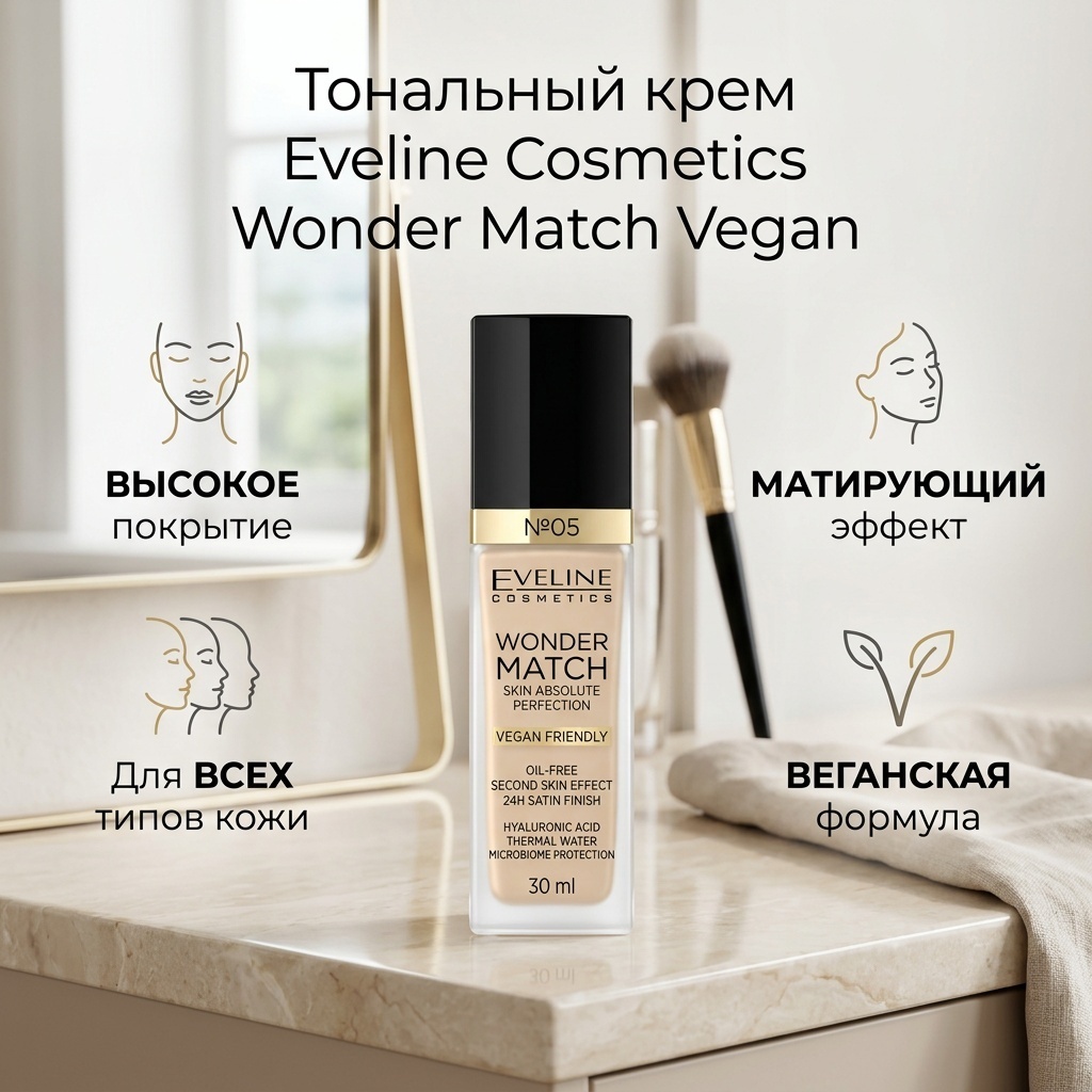 Eveline Cosmetics Wonder Match тональный крем №05