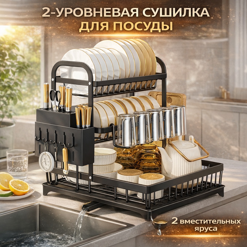 Сушилка для посуды отдельностоящая Okuna, металл