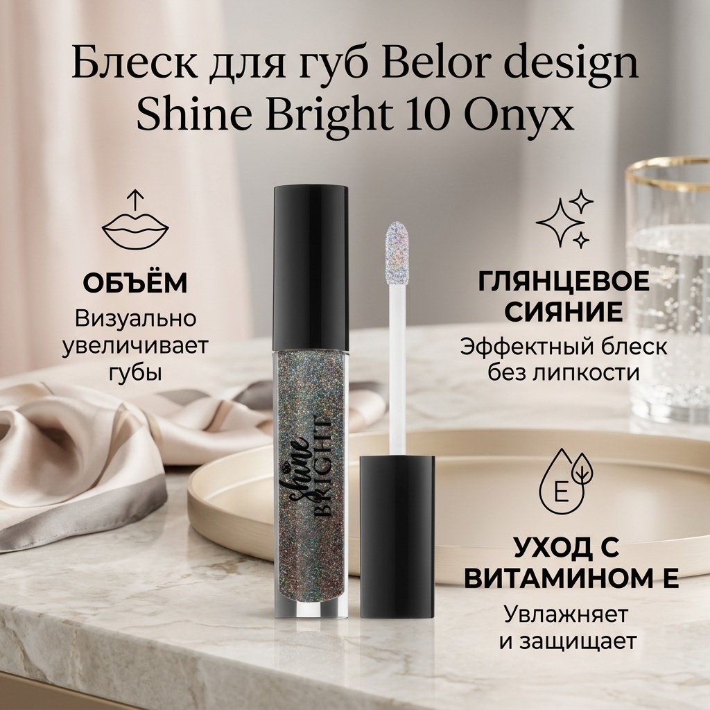 Belor design Shine Bright блеск для губ 10 Onyx