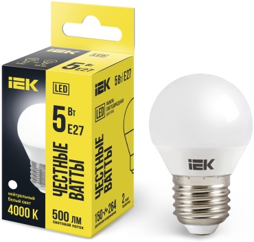 IEK 5W E27, светодиодная, нейтральный белый