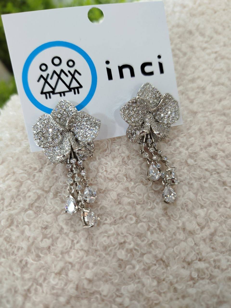 Серьги Inci титан, кристаллы Swarovski