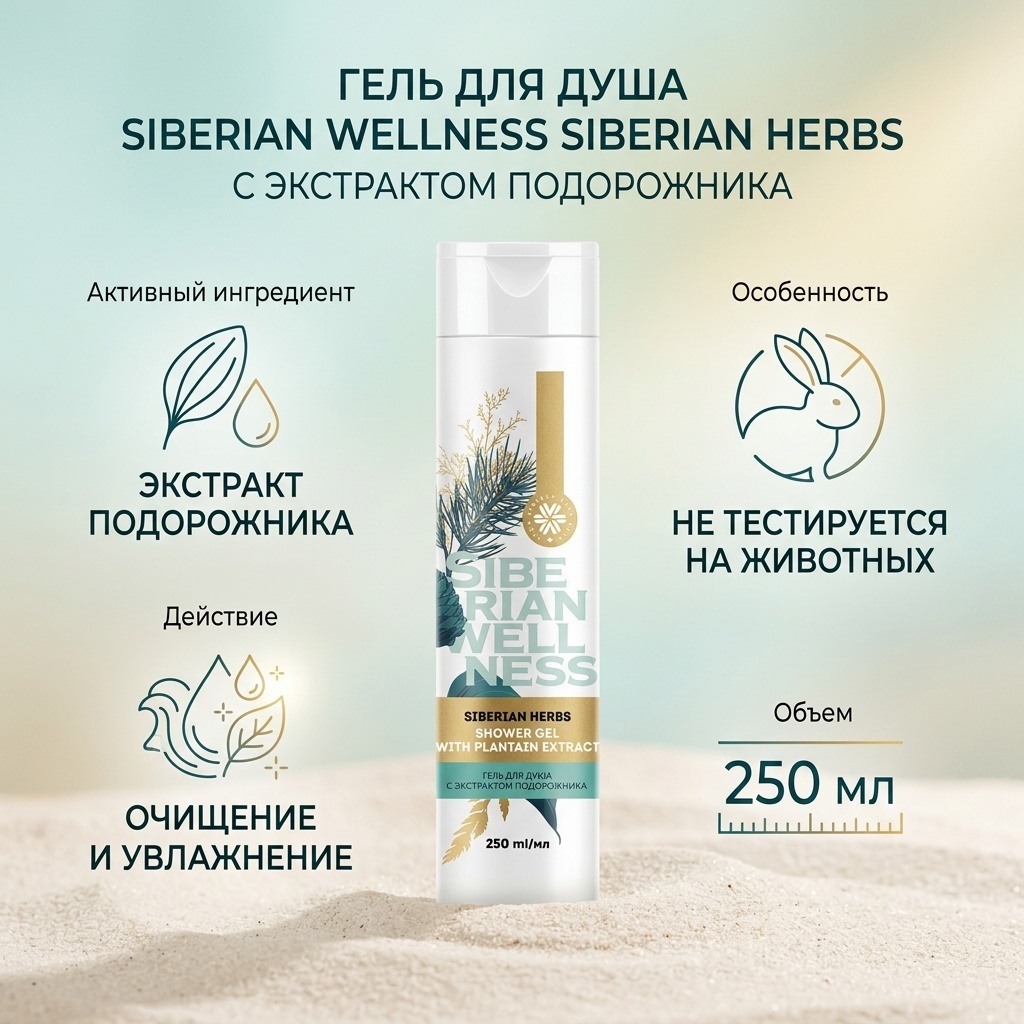 Siberian Wellness с экстрактом подорожника гель 250 мл