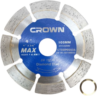 Диск отрезной алмазный 105x20х3 мм, CROWN CTDDP0003A