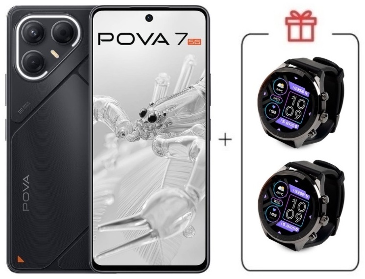 Смартфон TECNO Pova 7 8 ГБ/128 ГБ черный + подарок