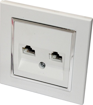 Компьютерная розетка (RJ45) ETO ETO Vision Lux, белый, серебристый