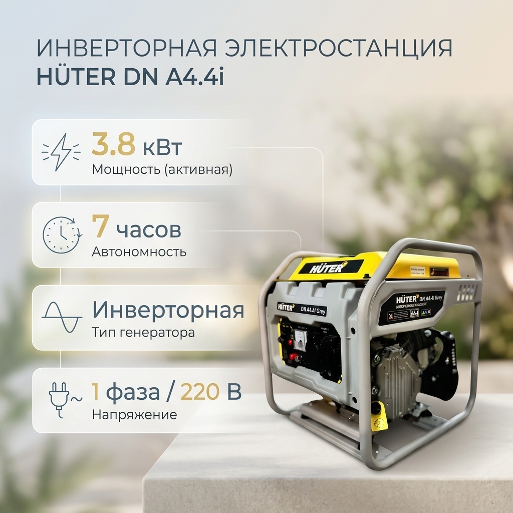 Электростанция бензиновая Huter 3800 кВт 1 (220 В), DN А4,4i 64/10/57