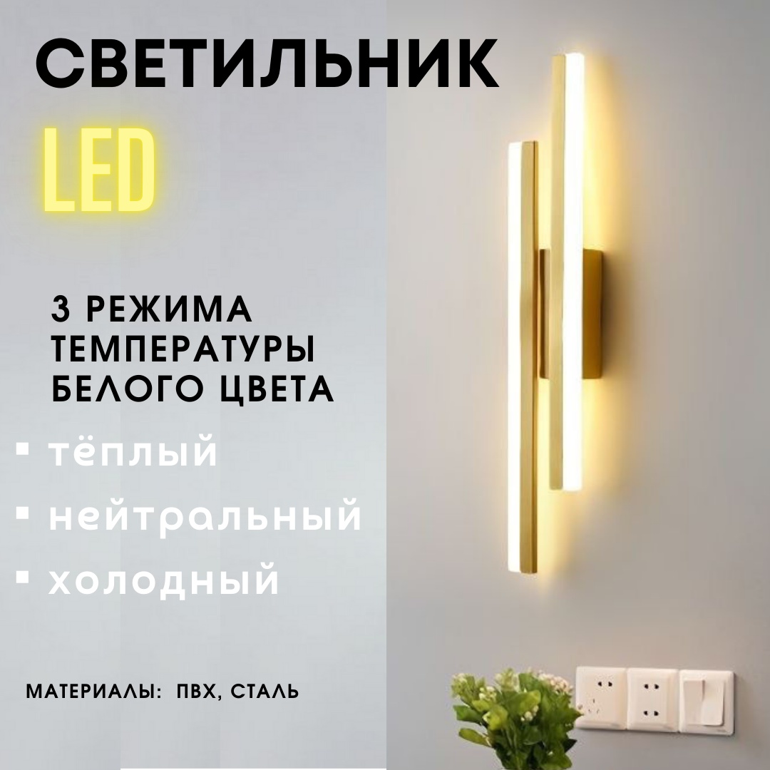 Бра настенный LED, золотистый