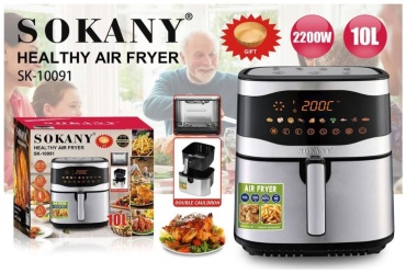 Аэрогриль SOKANY SK10091 1.2 л черный, серый