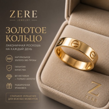 Кольцо ZERE 200518 размер 17 вес 2.04 г золото, без вставок