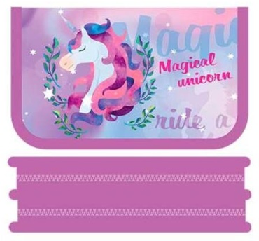 Пенал створчатый Пчелка Ride a unicorn, застежка молния, фиолетовый