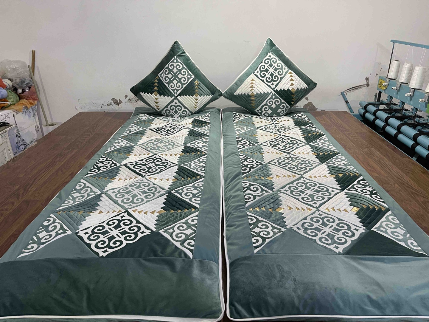 Samruk körpe комплект корпе с подушками 230x80 см, вата, зеленый