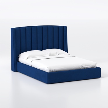 Кровать RADA Arden двуспальная, 180x200 см (с матрасом, подъёмный механизм) синий, темно-синий