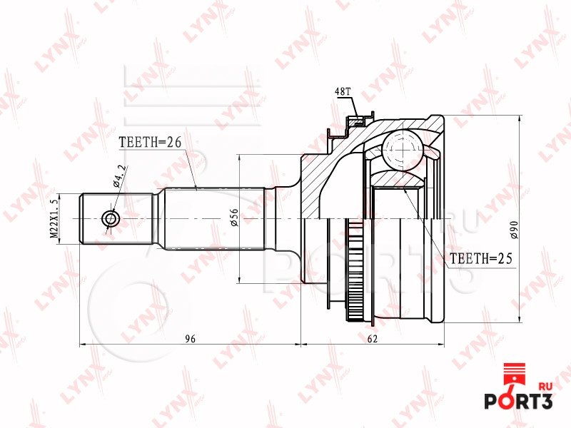 LYNXauto шрус наружный CO7525A