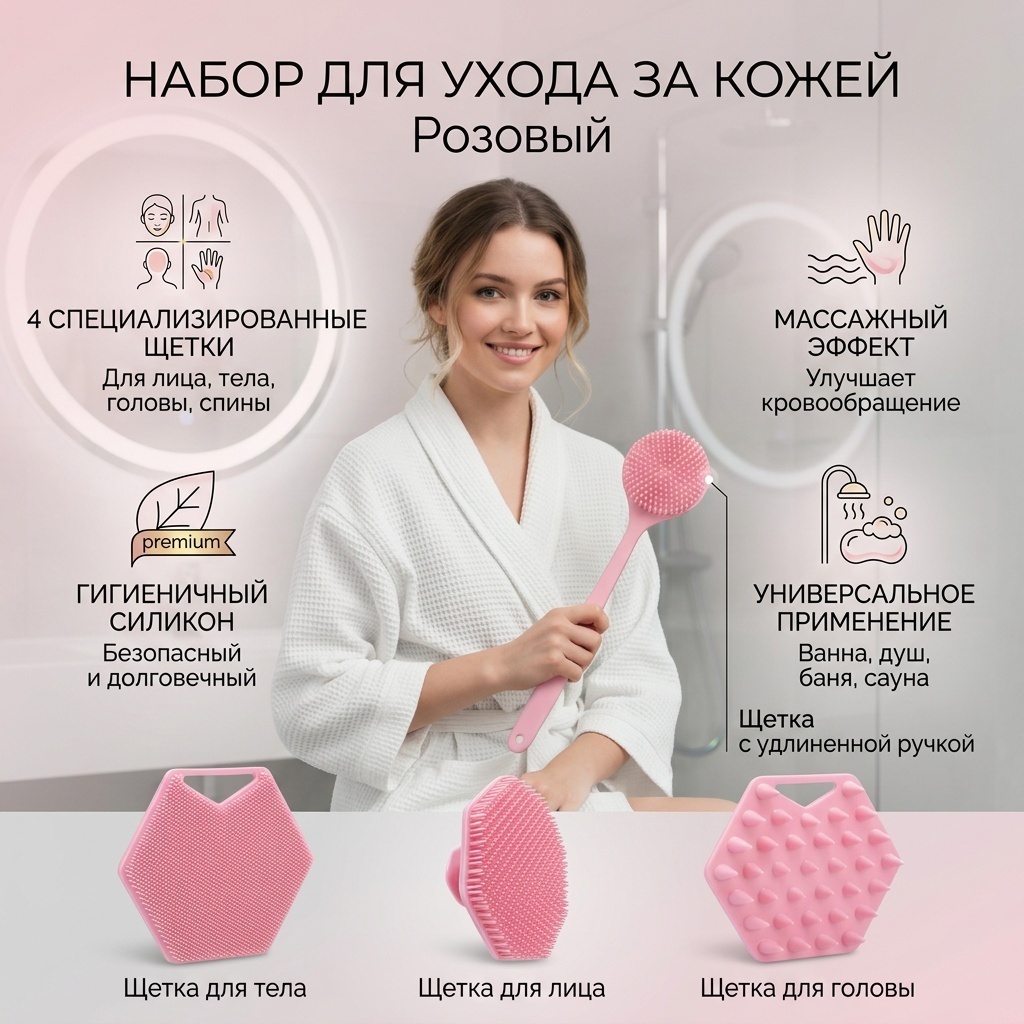 Набор для головы, универсальное розовый 7 шт