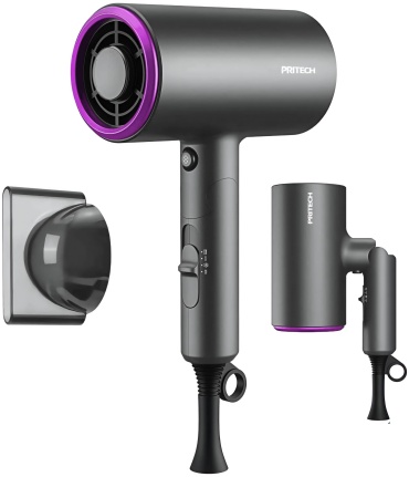 Pritech TC-2357 компактный фен серый, фиолетовый