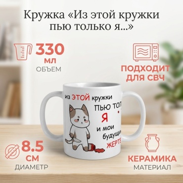 Кружка ИП Шадурин «Из этой кружки пью только я и мои будущие жертвы», 330 мл, керамика, 1 шт.
