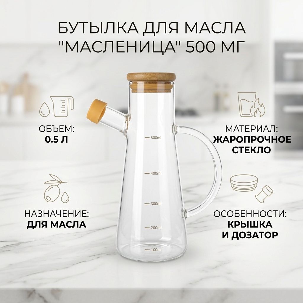 Бутылка 500 мг масленица, жаропрочное стекло