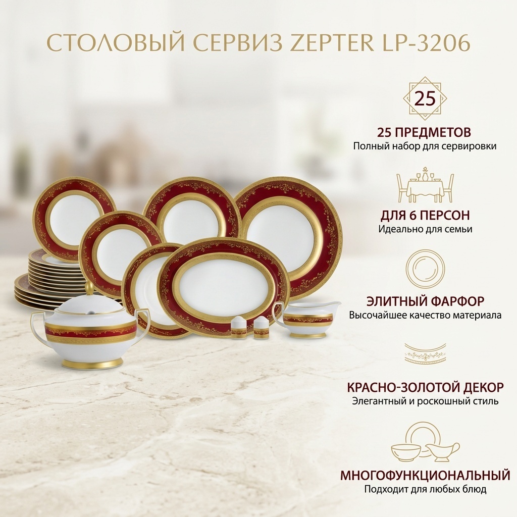 Сервиз на 6 персон Zepter , предметов: 25, столовый, фарфор