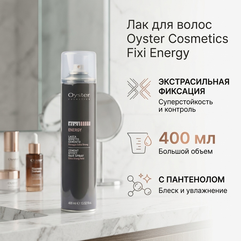 Oyster Cosmetics Fixi Energy лак экстрасильная фиксация 400 мл