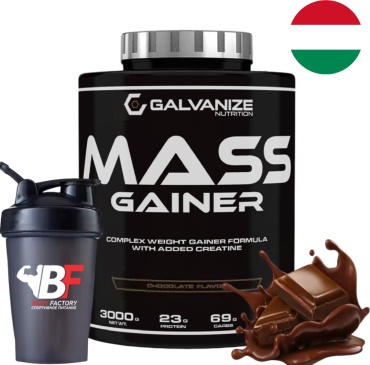 Galvanize Nutrition Mass Gainer CHOCOLATE 3000 г с шейкером BodyFactory