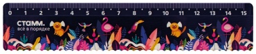 Линейка СТАММ ЛН-30543, 15 см, 3 шт, пластик, черный