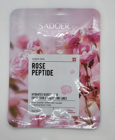 Маска для лица SADOER тканевая Sheen Skin Rose Peptide Роза пептид 1 шт