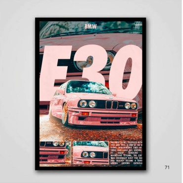 Картина Bmw e30 21x29.7 см
