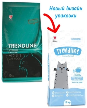 Lider Trendline Adult Cat Chicken, корм для взрослых стерилизованных кошек с курицей, уп.15 кг